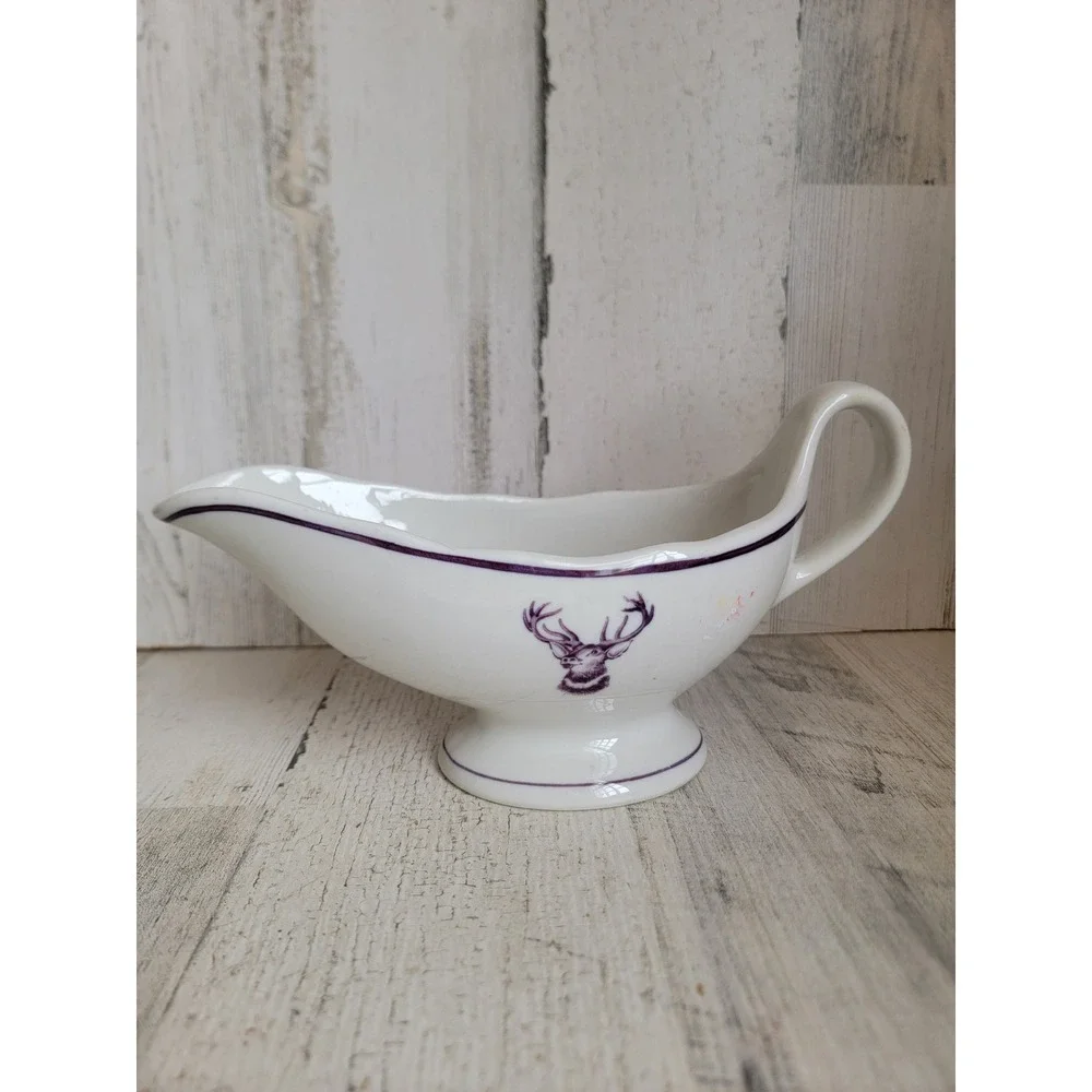 Vintage gravy‎ boat buck deer design ceramic Xmas serving kitchen home decor